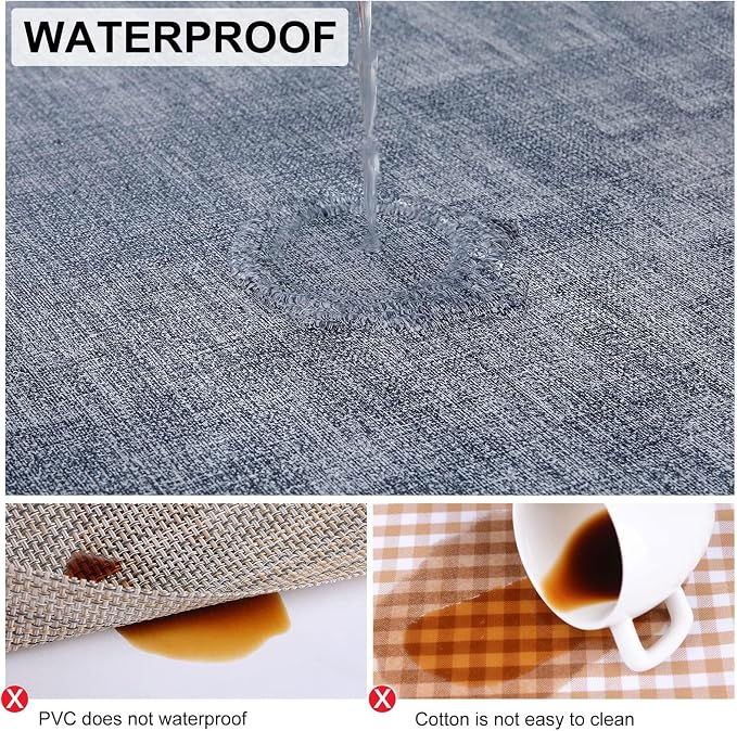 homing Faux Leather Heat Resistant Placemats 4 Packs, Waterproof Wipeable Dining PU Place Mats for Indoor & Outdoor, Easy to Clean, Denim Blue