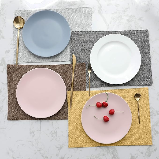 Home Brilliant Cloth Placemats Set of 8 Linen Placemat Washable Heat Resistant Dining Table Place Mats for Kitchen Table Holiday Dinner Decoration, Yellow