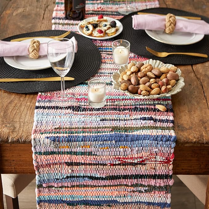 DII Handmade Chindi Tabletop, Reversible and Machine Washable, Table Runner, 14x72, Multicolor