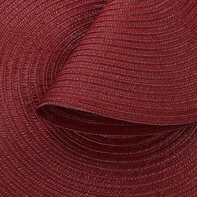 SHACOS Round Placemats Set of 12 for Dining Table 15 inch Round Braided Place Mats Cotton Polyester Washable Non Slip Kitchen Table Mats, Burgundy
