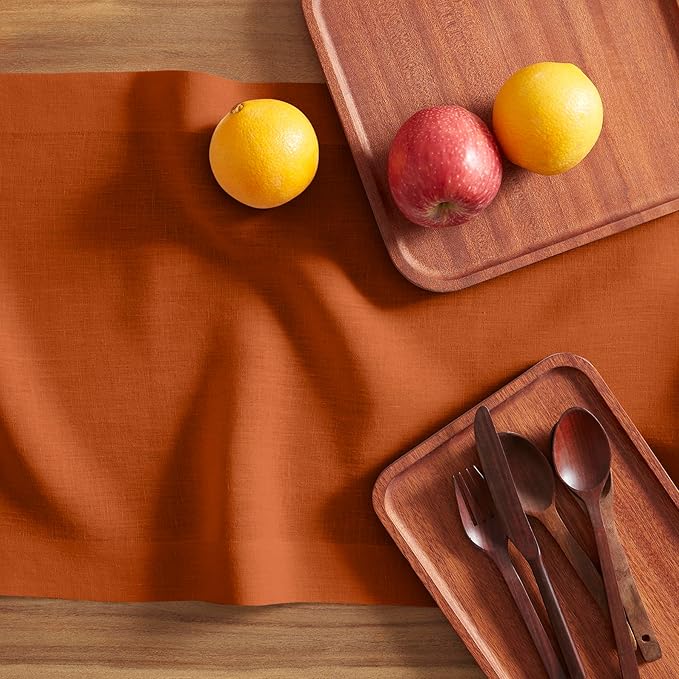 Solino Home 100% Pure Linen Cinnamon Stick Table Runner 36 Inches - 14 x 36 Inch for Dresser, Coffee Tables, Sideboard, Console - Sonoma