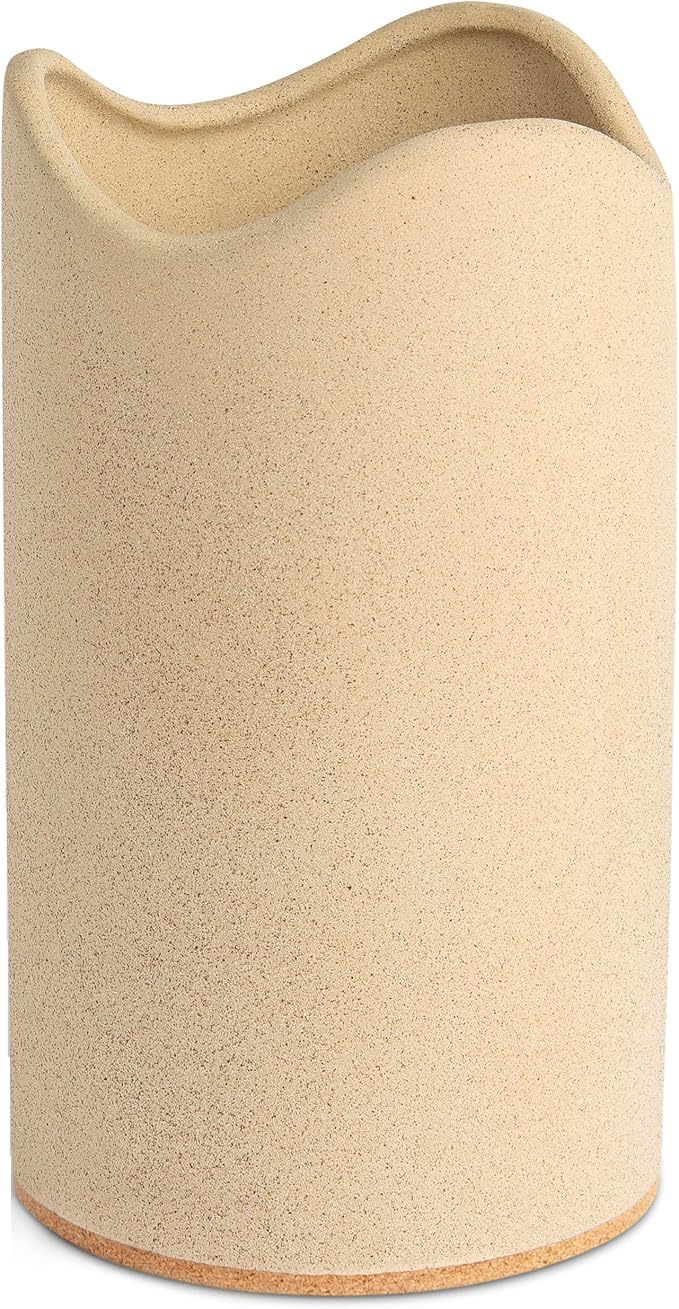 Amarcado Ceramic Utensil Holder for Kitchen Counter - Spatula Holder - Countertop Crock for Holding Utensils with Cork Bottom