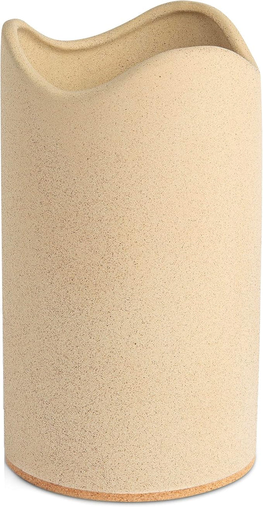 Amarcado Ceramic Utensil Holder for Kitchen Counter - Spatula Holder - Countertop Crock for Holding Utensils with Cork Bottom
