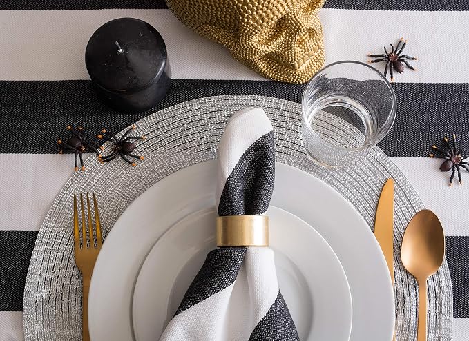 DII Woven Placemats Collection Metallic Round Placemat Set, 15", Silver, 6 Piece