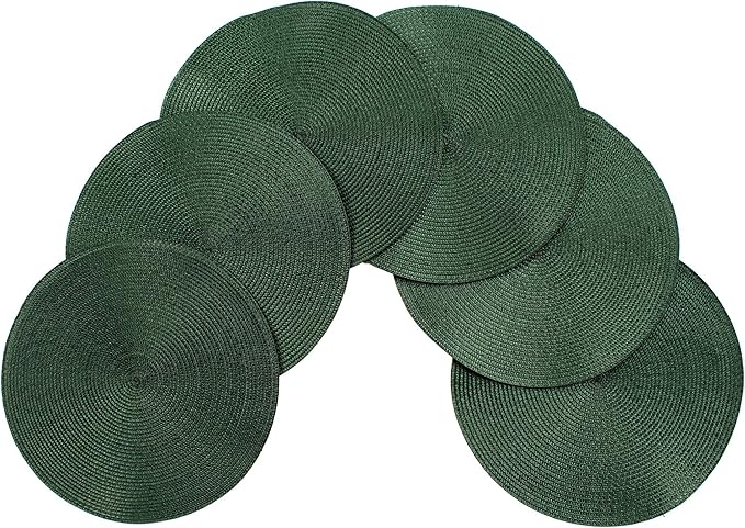 Vienna Woven Spiral Table Placemats 15 Inches Round Set of 6 Non-Slip Dining