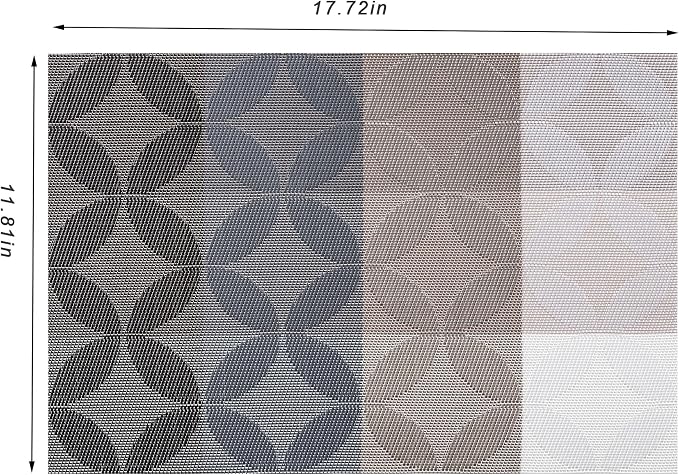 CADONO Placemats Set of 6 Washable Indoor/Outdoor Vinyl Place Mats for Dining Table Durable Non-Slip Heat Resistant PVC Weave Table Mats（Petal Pattern - Coffee Color Series）