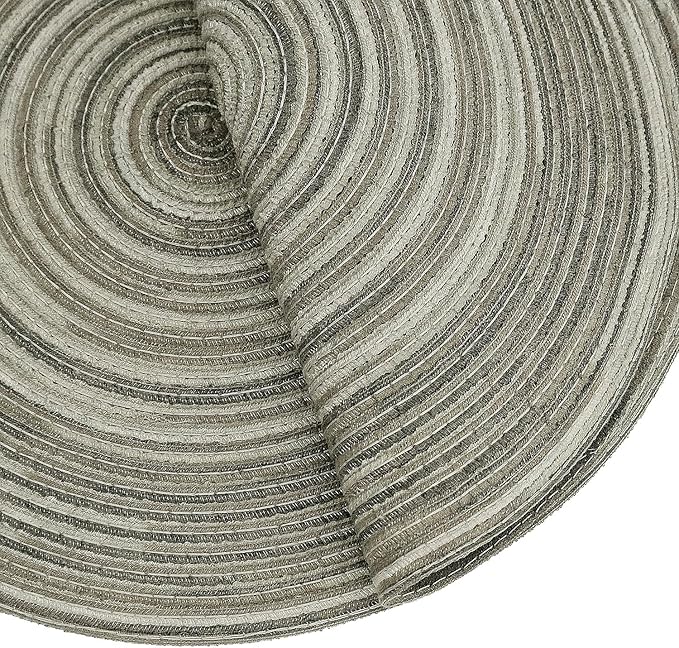 Youyi Round Braided Placemats Set of 8, 15 Inch Place Mats Washable Heat Stain Resistant Resistant Non-Slip Modern Farmhouse Table Mats for Kitchen Decor, Light Gray