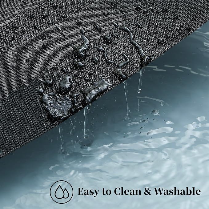 Leetaltree Black Frame Placemats Set of 12 - Heat Resistant Non-Slip Place mats for Dining Table, Washable Durable PVC Vinyl Woven Table Mats（Black Frame, 12）