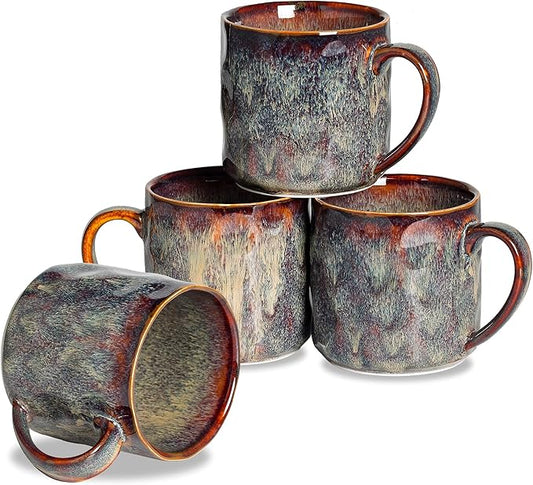 Ceramic Coffee Mugs - 12 Ounces Ceramic Mugs - Tea Cups with Handle - Funny Cappuccino Cups - Dishwasher Safe, Set of 4