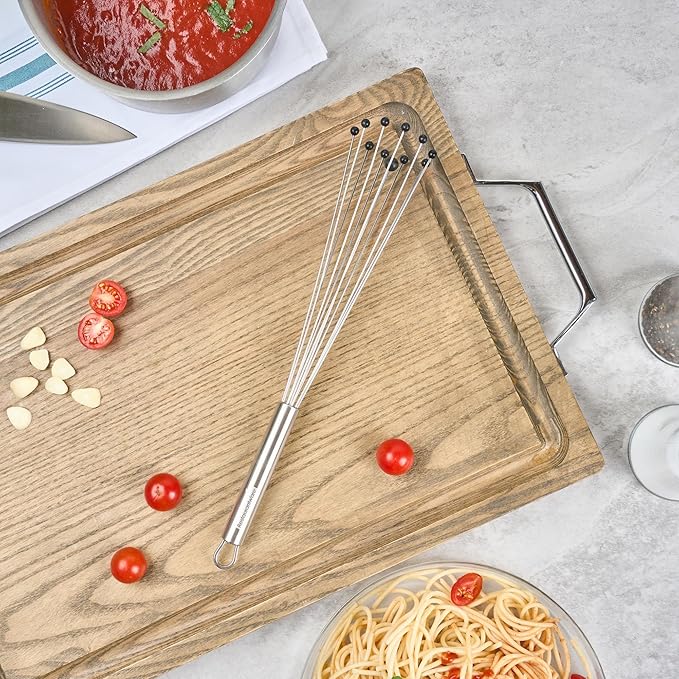 Restaurantware 12.5 in Stainless Steel Ball Whisk with Silicone Tips - German Standard Sauce & Gravy Whisk, Non-Scratch, Dishwasher Safe - Non-Stick Silicone Ball Whisk for Baking