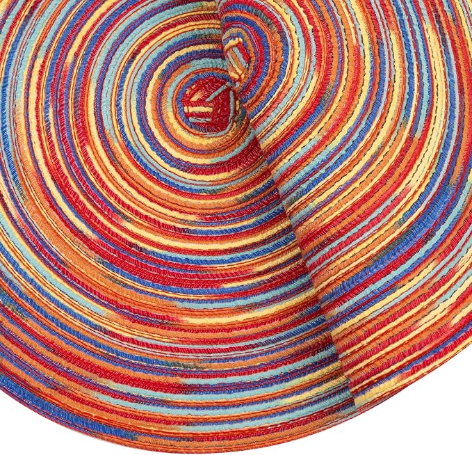SHACOS Round Braided Placemats Set of 8 Washable 15 inch Round Table Mats Colorful Variegated Woven Place Mats for Dining Table (Rainbow Red, 8)