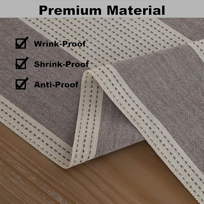 Gernaice 2PCS Boho Table Runner, Rustic Striped Cotton Linen Farmhouse Table Runners for Dresser End Coffee Table Home Decor, 24" L X 13" W Dark Brown