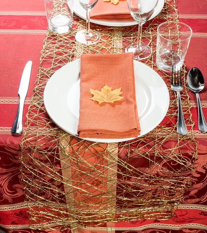 DII Woven Paper Tabletop Collection Holiday or Event Decor, Table Runner, 14x72, Gold