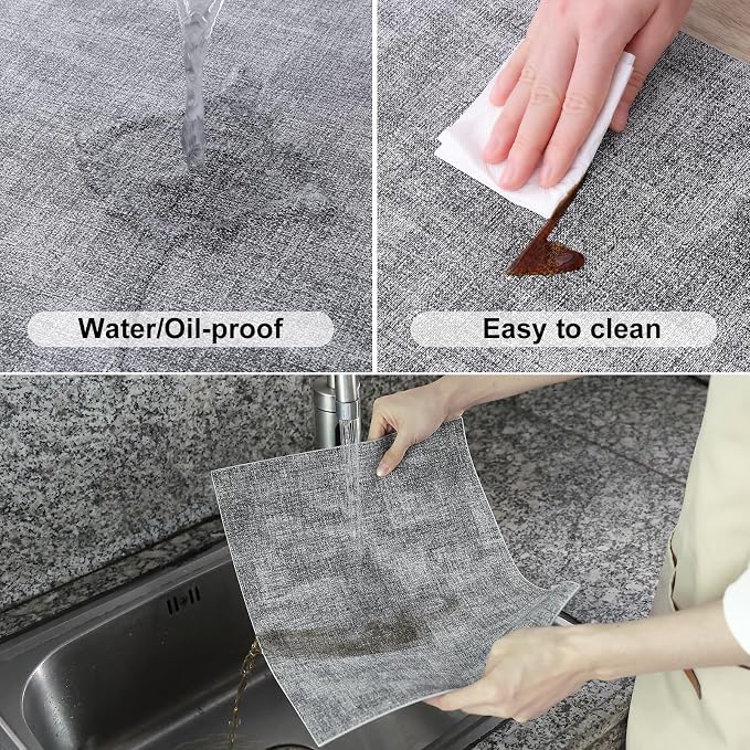 Homaxy Faux Leather Heat Resistant Placemats for Dining Table Set of 4, Waterproof Wipeable Washable PU Table Mats, Easy to Clean Anti-Slip Place Mats, 11.8" x 17", Black & White
