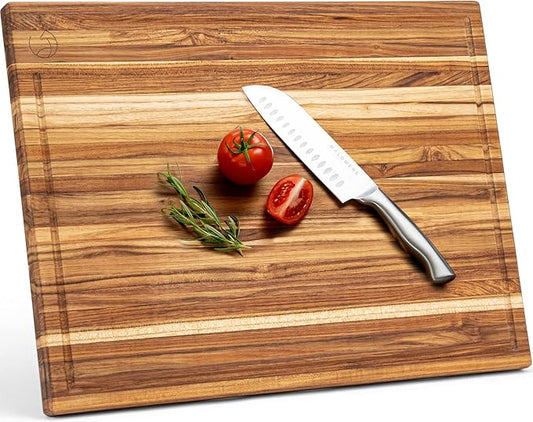 WALDWERK Large Teak Wood Cutting Board (24 x 18 x 1,2") - Solid Wood Cutting Board - Extra Large Teak Wood Chopping Board - Wooden Butcher Block for Kitchen