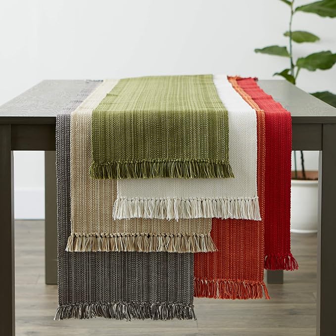 DII Variegated Tabletop Collection, Table Runner3x108, Off-White