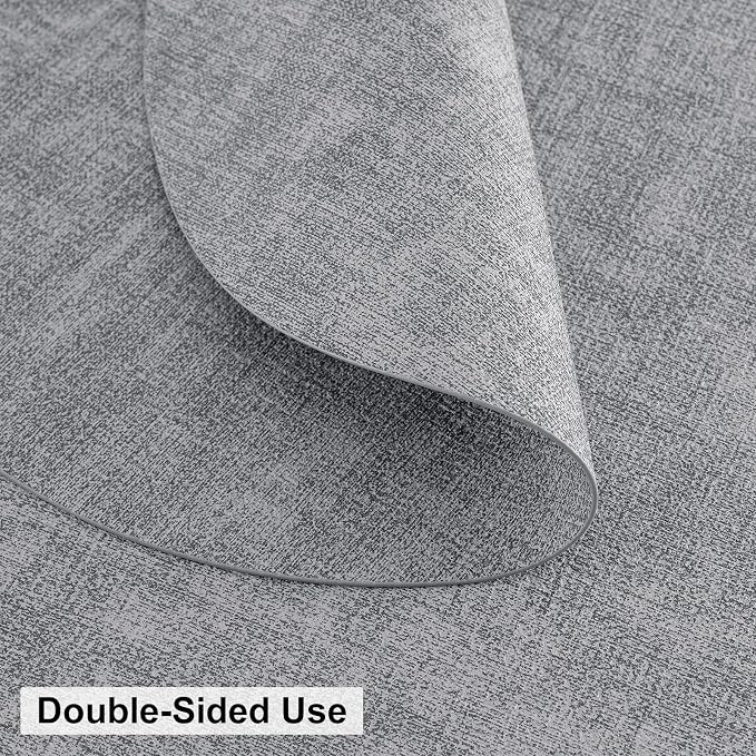 homing Round Faux Leather Placemat and Coaster 6 Packs, Washable Heat Resistant Dining Place Mats, Wipeable Double-Sided Table Mats for Indoor and Outdoor, Diameter 13 and 3.93 inch, Light Grey