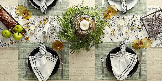 DII PVC Tabletop Collection Placemat Set, Rectangle, 13x17.25, Fig Green, 6 Piece