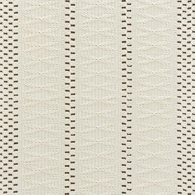 ZeeMart Macrame Style Boho Placemats Set of 6, Ivory 12x20 Inch | Decorative Farmhouse Table Mats, Natural Cotton Woven Place Mats, Bohemian Home Decor for Kitchen Dining Table