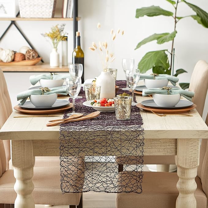 DII Woven Paper Tabletop Collection, Holiday & Event Decor, Table Runner, 14x72, Eggplant
