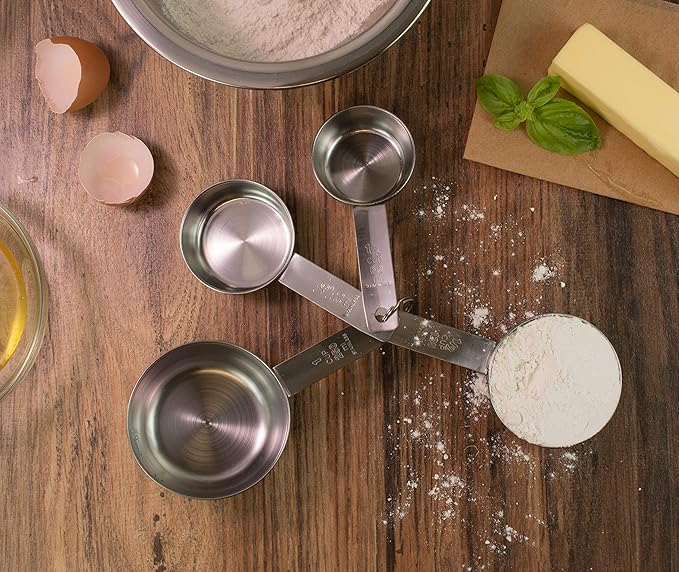 Mrs. Anderson’s Baking Measuring Cups, Engraved Measurements for Liquid or Dry Ingredients, Stainless Steel, 4-Piece Set
