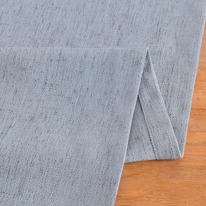 Wracra Linen Style Table Runner, Rustic Farmhouse Chambray Dusty Blue Table Runners 90 Inches Long, Handcrafted Table Runner for Fall, Winter - Everyday Use and Machine Washable