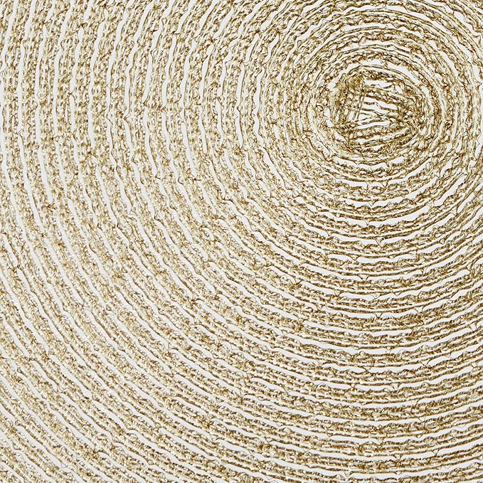 DII Woven Placemats Collection Metallic Round Placemat Set, 15", Champagne, 4 Piece
