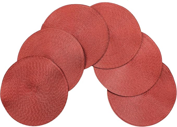 Vienna Woven Spiral Table Placemats 15 Inches Round Set of 6 Non-Slip Dining