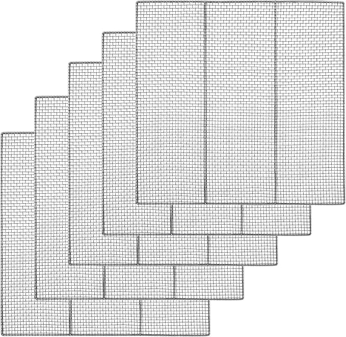Yaocom 5 Pack 23 x 23 Inch Stainless Steel Bakery Screen, Heavy Duty Wire Cooling Grid for Donuts Bread Pastries, Commercial Baking Tray Insert for Frying Draining Glazing, Oven Safe Mesh Tray