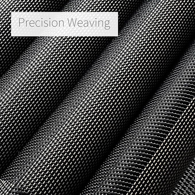 AHHFSMEI Placemats Set of 6 Washable Woven Vinyl Placemats for Dining Table Heat Resistant Non-Slip Stain Resistant Table Mats for Kitchen & Home Decor(Black Corner,6)