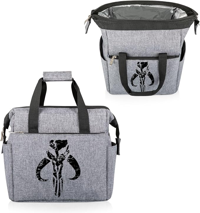 PICNIC TIME Star Wars Mandalorian Mythosaur Skull On The Go Lunch Bag, Soft Cooler Lunch Box, Insulated Lunch Tote, Leak-Resistant Work Lunchbox, Reusable Thermal Cooler Bag, (Heathered Gray)