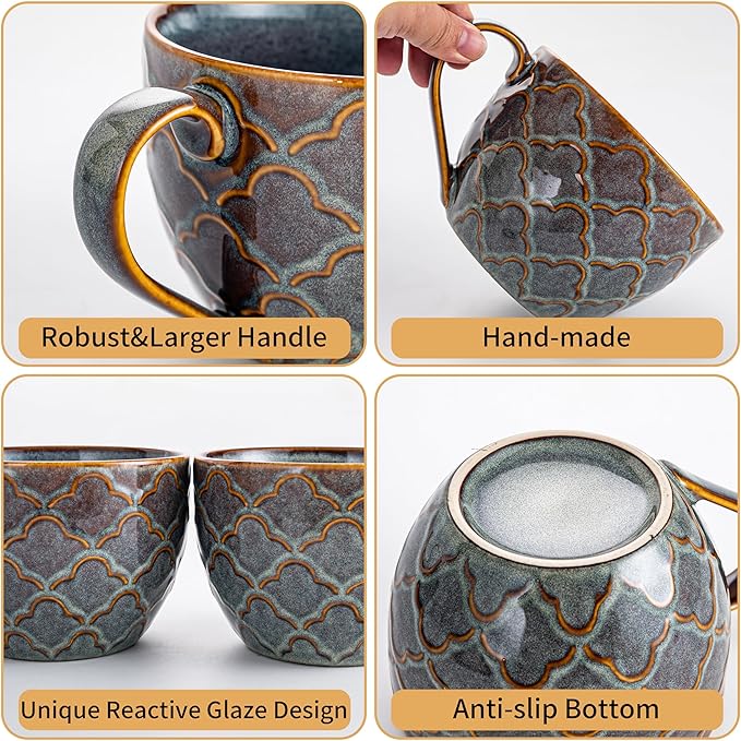 Ceramic Extra Large Coffee Mug with Handles, 24 oz Coffee Cups, Large Soup Mugs for Hot Chocolate, Cappuccino, Ramen, Oatmeal, Soup Mugs with Handles, Dishwasher and Microwave Safe(Purple)