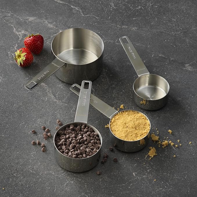 GoodCook Gourmet Measuring Cup Set, Stainless Steel 4-pc., 1/4, 1/3, 1/2, 1 Cup etched measurements