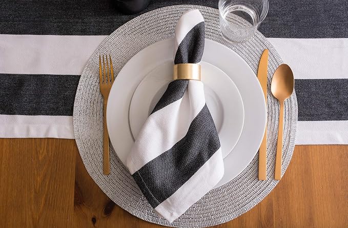 DII Woven Placemats Collection Metallic Round Placemat Set, 15", Silver, 6 Piece