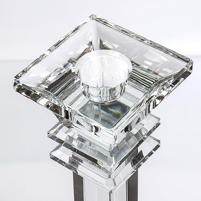Crystal Candle Holders Set of 2-11.8" Tall Crystal Candlestick Holders - Ultra Elegant & Modern Centerpiece Home Décor