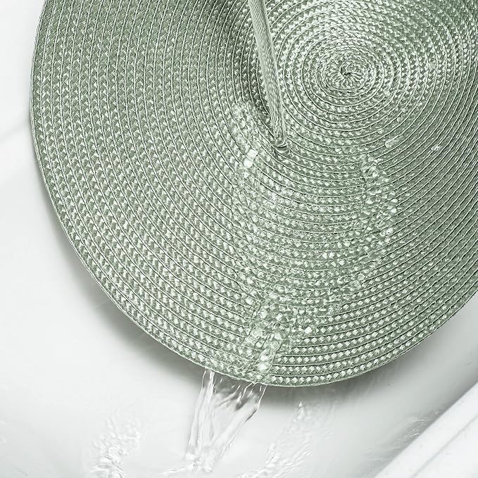 AHHFSMEI Round Placemats Set of 8 Heat Resistant Washable Non-Slip Woven Braided Table Mats for Dining Table Kitchen & Home Decor (Sage Green,8)