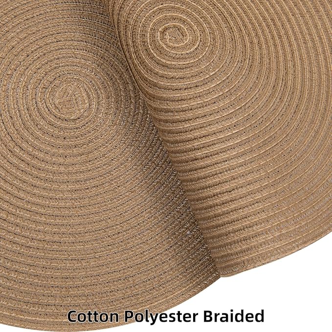 SHACOS Round Braided Placemats Set of 6 Washable Cotton Polyester 15 inch Round Table Place Mat for Dining Table (Brown, 6)