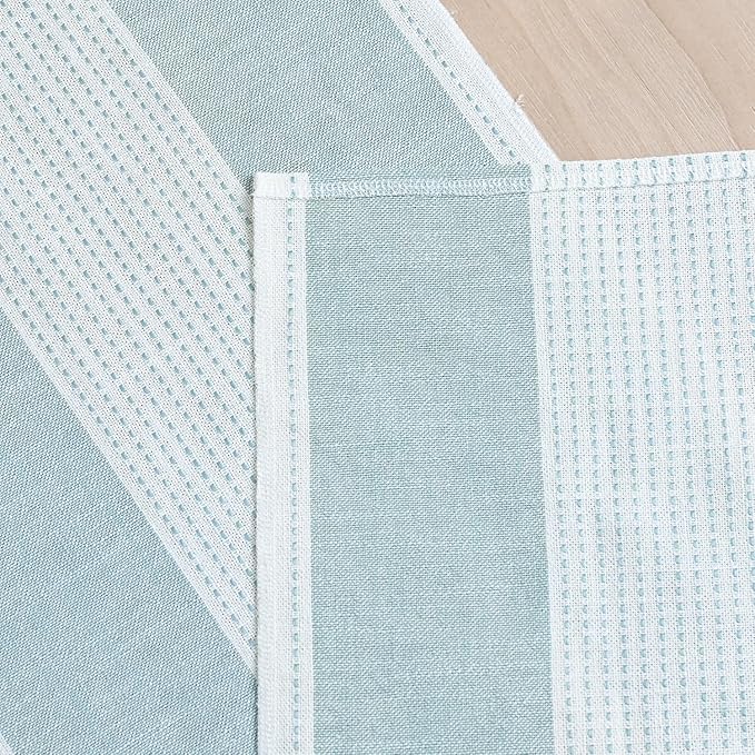 Artoid Mode Ice Blue Farmhouse Rustic Table Runner, Seasonal Macrame Fabric Kitchen Dining Holiday Wedding Table Decor for Home Party 13x60 Inch