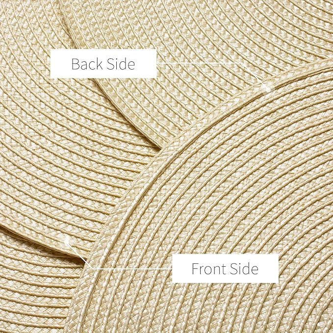 AHHFSMEI Round Placemats Set of 8 Heat Resistant Washable Non-Slip Woven Braided Table Mats for Dining Table Kitchen & Home Decor (Beige,8)