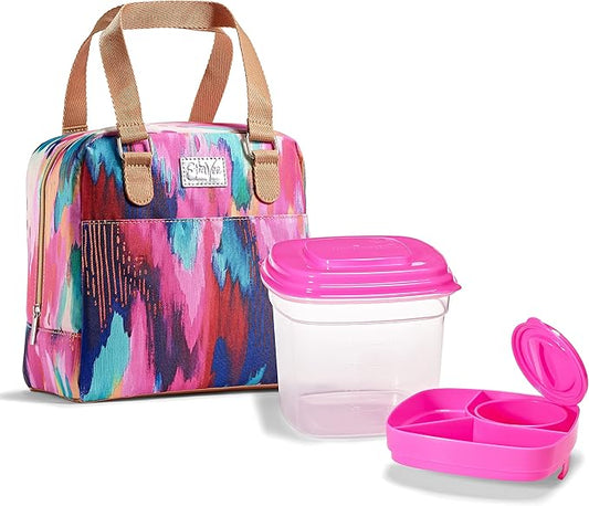 Fit & Fresh Lunch Bag For Women, Insulated Womens Lunch Bag For Work, Leakproof & Stain-Resistant Large Lunch Box For Women With Containers, Zipper Closure Minneola Bag Brush Strokes