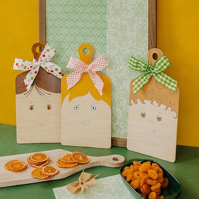 Wooden Cutting Board Shapes, 16" with Handle, Pack of 10 Wooden Cutting Boards by Woodpeckers, for Kitchen, Decor, and Charcuterie Boards