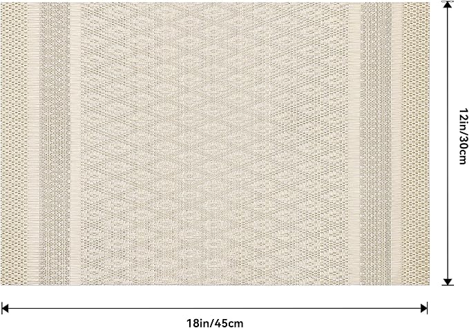 Leetaltree Stardust Yellow Placemats Set of 6 - Heat Resistant Non-Slip Place mats for Dining Table, Washable Durable PVC Vinyl Woven Table Mats（Stardust Yellow, 6）
