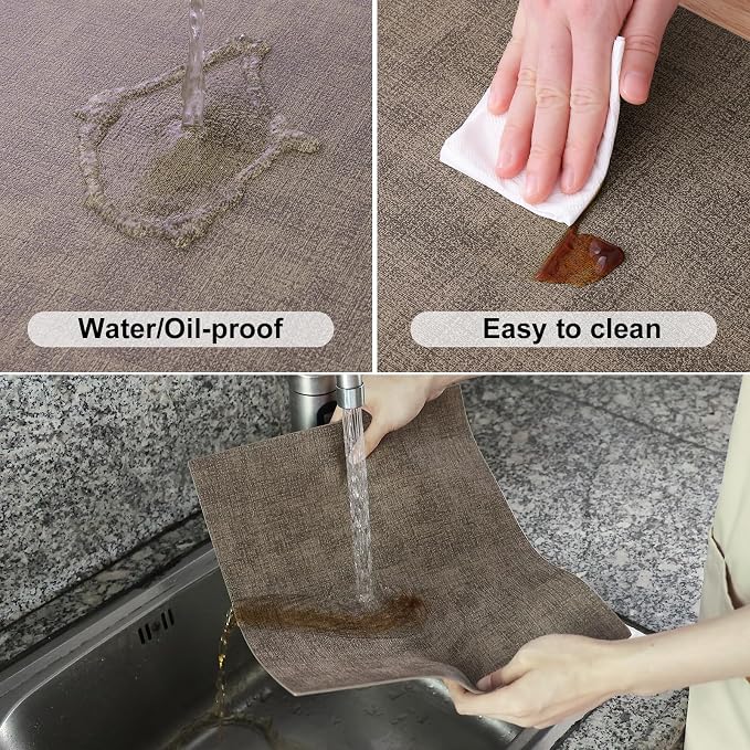 Homaxy Faux Leather Heat Resistant Placemats for Dining Table Set of 8, Waterproof Wipeable Washable PU Table Mats, Easy to Clean Anti-Slip Place Mats, 11.8" x 17", Dark Brown