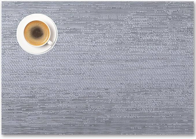 Placemats Set of 6 - Easy Clean Woven Vinyl Placemat for Dining Table, Indoor/Outdoor Place Mats, Washable PVC Table Mats（Gray）