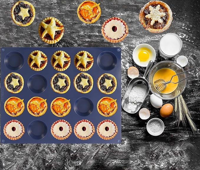 Silicone Tart Mold for Baking, Mini Tart Pan, 2 Inch Mini Pie Pans for Mince Pie, Fruit Pie, Blue(2, 2 INCH)