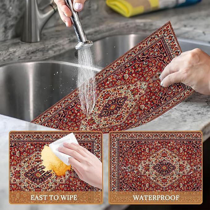 Boho Vintage Ethnic Placemats Set of 6 Washable Table Mats for Kitchen Dining Table,Heat-Resistant Place Mats for Indoor Outdoor Party Holiday Decoration
