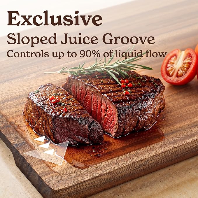 SMIRLY Wood Cutting Boards for Kitchen - Walnut Cutting Board with Handle and Juice Groove for Meal Prep, Serving, Charcuterie - Kitchen Gadgets, House Warming Gifts - Wooden Chopping Board Set of 3