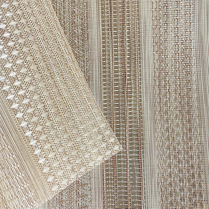 Placemats, Placemats for Dining Table Set of 4, Kitchen Table Mats Heat-Resistant Non-Slip Washable PVC Woven Vinyl Place Mats for Dining Room Table Decoration (Pack of 4, Sandy Gold)
