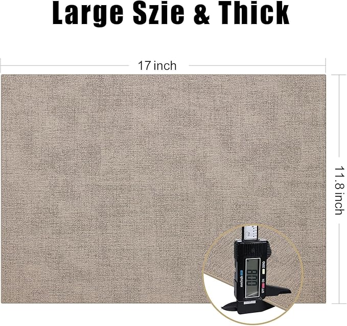 Homaxy Faux Leather Heat Resistant Placemats for Dining Table Set of 6, Waterproof Wipeable Washable PU Table Mats, Easy to Clean Anti-Slip Place Mats, 11.8" x 17", Light Brown