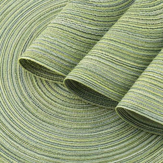Winknowl Round Braided Placemats Set of 4 Washable Woven Heat Resistant Table Mats for Kitchen Dining Tables 15 inch Round Place Mats (Pea Green,4)